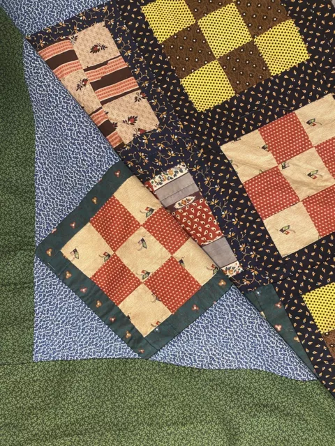 Quilt Project! - c1880s Quilt Top in Green, Red and Blue LARGE