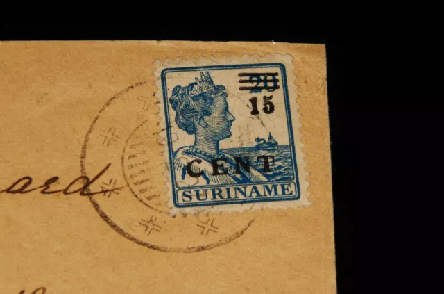 Couverture vintage, COLONIE NÉERLANDAISE, SURINAME, 1927, poste aérienne, à Arlington, VA, surimpression 3