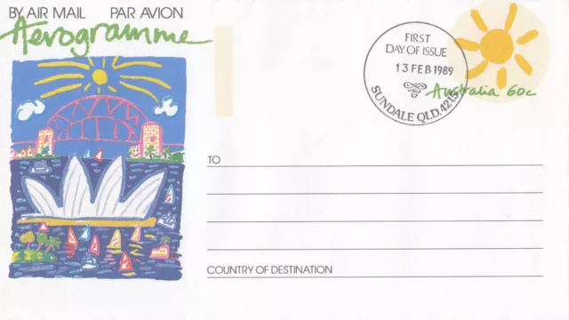 (13969) Australia Postal Stationery FDC Airmail 1989