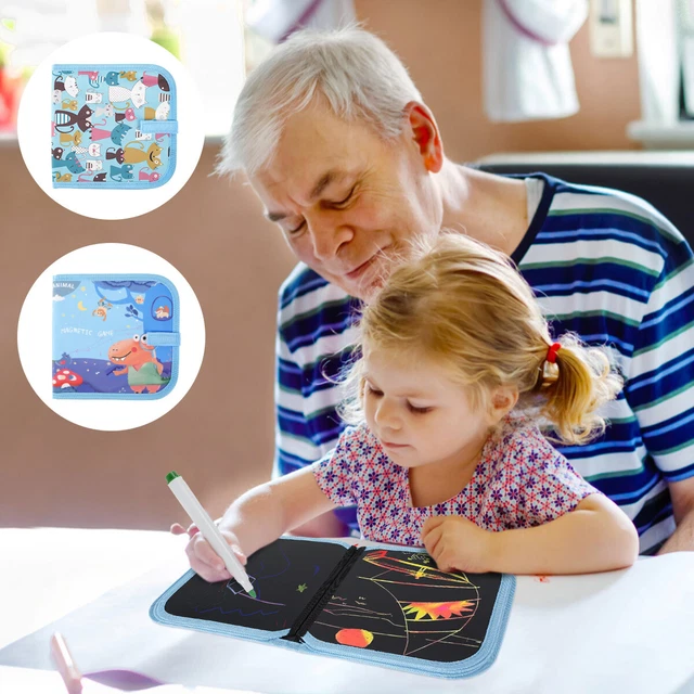 Erasable Painting Book with 12 Watercolor Pens and Wet Cloth Doodle Book Set