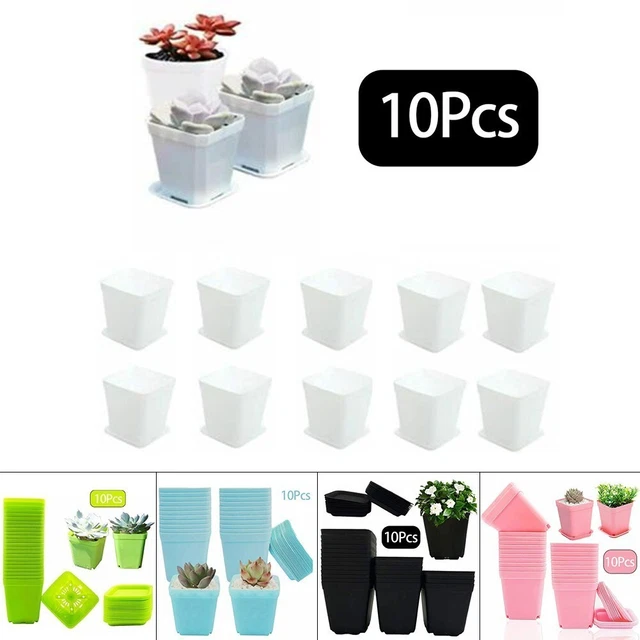 "Pots de fleurs de pépinière en résine avec plateaux de drainage - Pack de 10