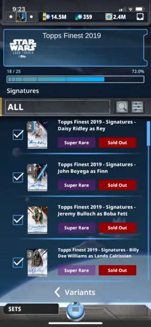 Topps Star Wars Digital Card Trader Topps Finest Signature Inserts