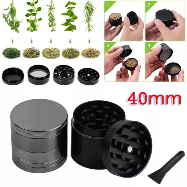 40mm 4 Part Herb Grinder Herbal Spice Mill Tobacco Smoke Metal Crusher Shredder