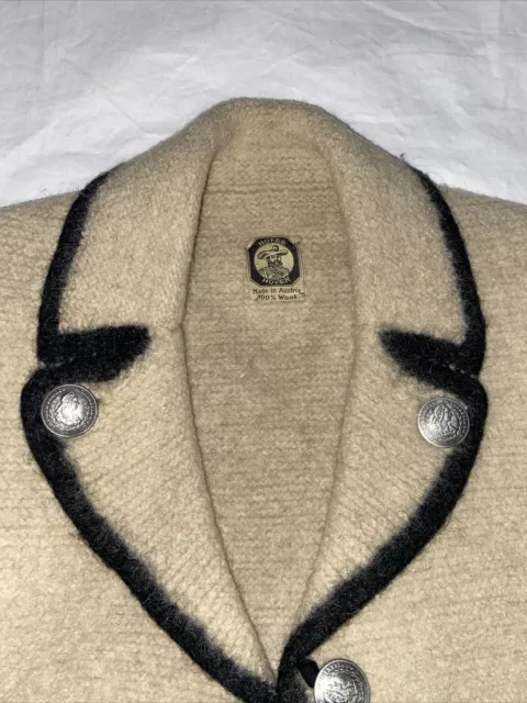 Vintage 1940's Hofer Austria Boiled Wool Women's Button Up Jacket Coat Ivory 2