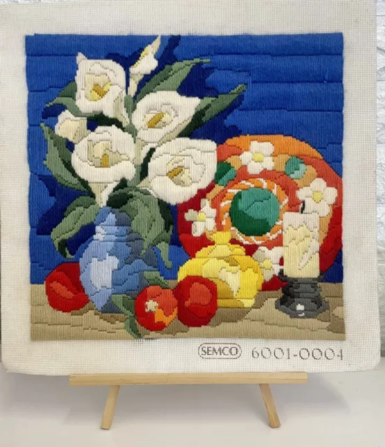Completed Long Stitch Floral UnFramed Embroidery  6001004 By Semco