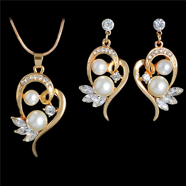 2Tlg. Schmuck Set Kette mit Anhänger  Ohrringe Vergoldet NEU