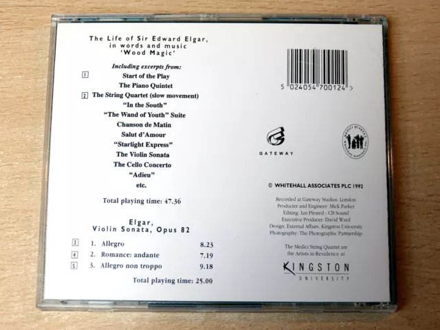 Sir Edward Elgar: The Life Of/1992 CD Album/Medici Streichquartett/Passo/Bingham 2