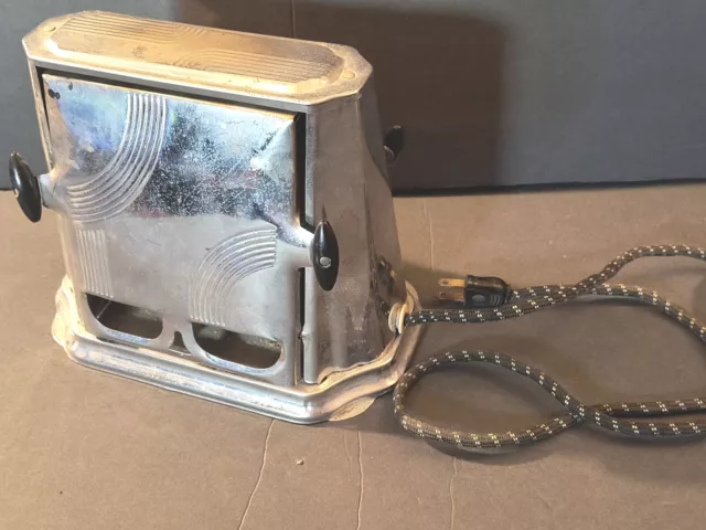 Vintage  Son-Chief Series 680 Toaster 2 Slice Chrome Art Deco Made in USA Works