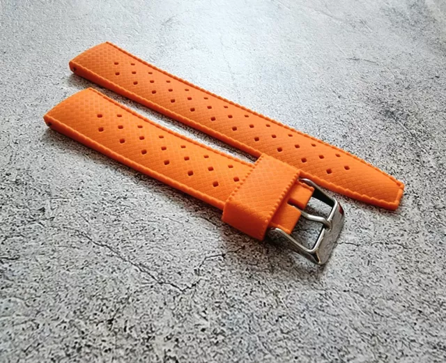 Cinturino Orologio Premium Gomma Silicone Tropicale Retro Divers Impermeabile 20mm Arancione