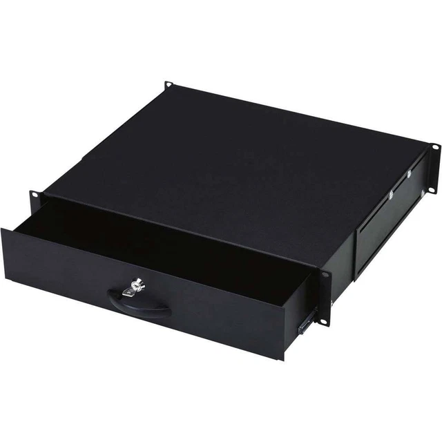 Cassetto Per Server Rack 19" 3U - Kwmobile | Ripiano Estraibile Con Chiave, Nero - 35x48.2x13.3 Cm - Foto 8