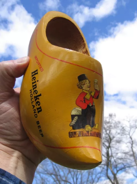 Vintage Heineken Holland Beer Yellow Clog Wooden Shoe Advertising Display Sign