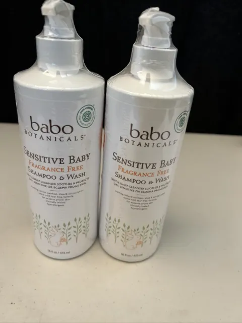 Babo Botanicals Sensitive Baby, Shampoo & Wash, Fragrance Free, 16 fl oz  473 ml