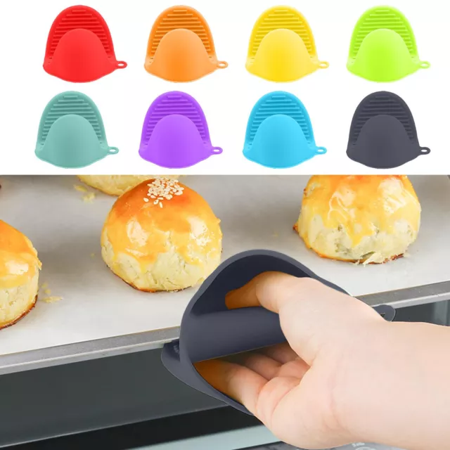 2PCS Oven Mini Mitts Silicone Gloves Clips Heat Resistant Anti-scald for Cooking