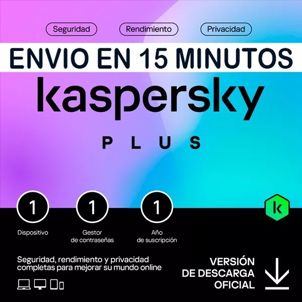 Kaspersky Plus Internet Security 1 Pc 2024/1 año/📩email con código 15 minutos📩