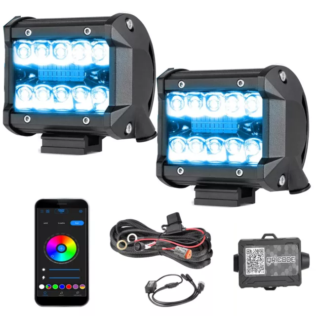 For Can-Am Maverick X3 2x4" RGB Dream Color LED Work Pods Chase Lights Offroad