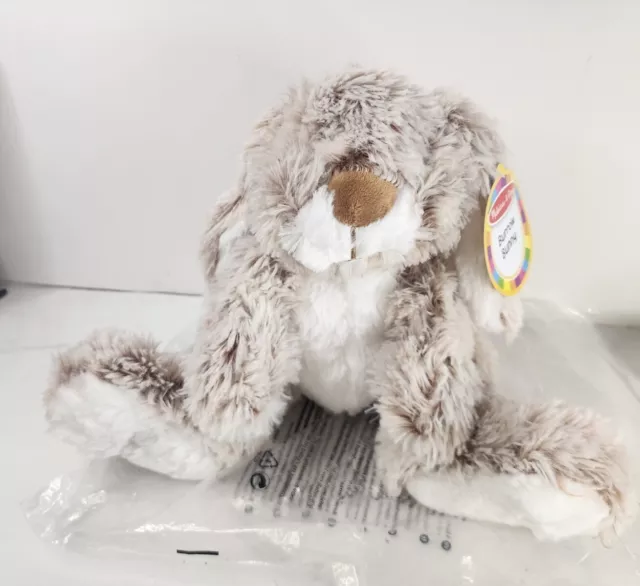 Melissa & Doug Burrow Bunny Brown Rabbit Stuffed Animal Sitting  9” Toy  New