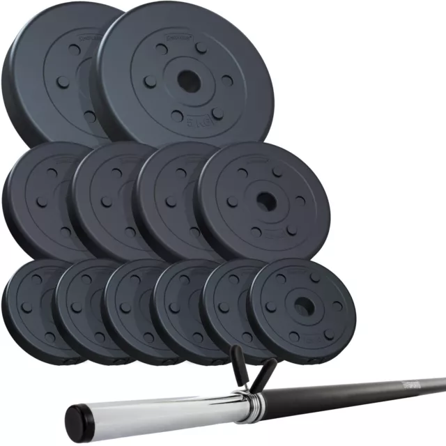 Cap Barbell - Ensemble de barre de musculation et poids en ciment recouvert  de vinyle 100 lb
