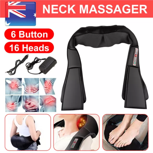 Electric Neck Shoulder Massager Back Body Shiatsu Deep Knead Wrap Car Home New