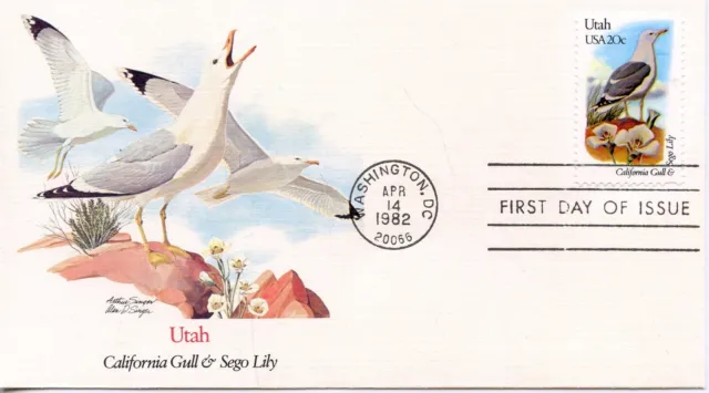 Enveloppe / Birds / Oiseaux / Washington 1982 / Utah / California Gull
