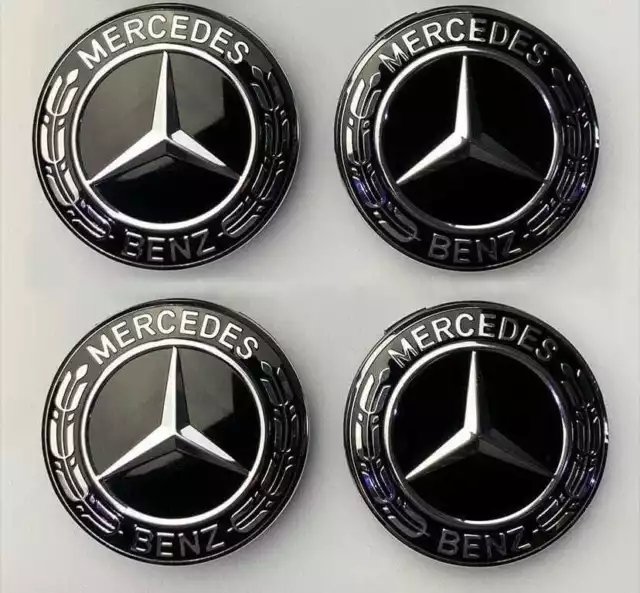 Se adapta a las tapas centrales de las ruedas de aleación de Mercedes Benz 75 mm insignia emblema de buje negro A C E G S