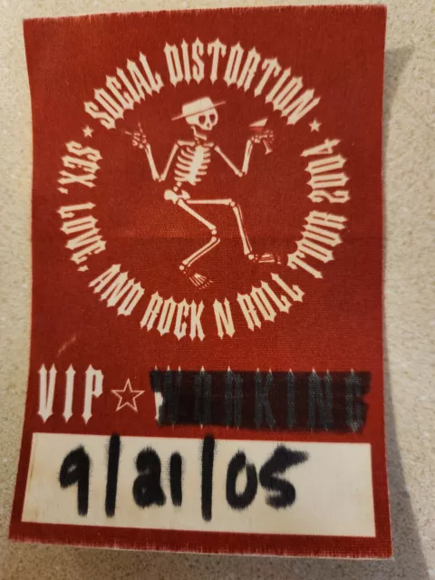 Social Distortion Sex, Love, And Rock N Roll Tour 2004 Authentic Backstage Pass