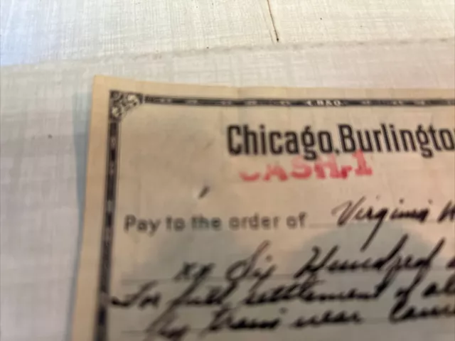 1948 Chicago Burlington Quincy Railroad Company Cancelled Checks Settlement 3
