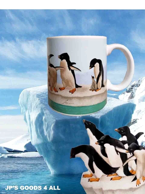 Vintage Penguin Coffee Mug Cup Ceramic Nortpole Artic Ice Antarctica Wildlife