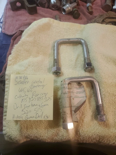 2 U bolts with nuts prt # N181956 john deere grain drill or cultivator