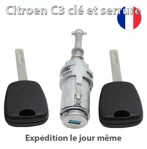 Serrure porte avant gauche CITROEN C3 C3 PLURIEL Barillet + 2 clés SUIVI OFFERT