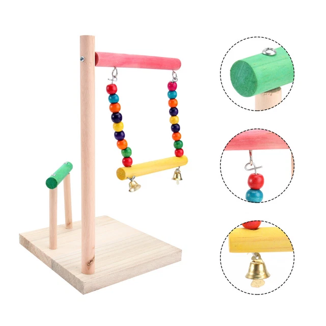 Parco Giochi Per Uccelli Con Scala E Altalena - In Legno E Acciaio, Per Pappagalli E Criceti - Foto 3