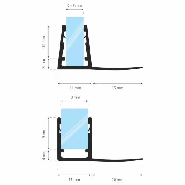 Duschdichtung Duschtürdichtung Wasserabweiser Schwallschutz Magnet Duschkabine 2