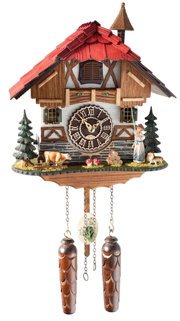 Orologio a cucù al quarzo Casa della Foresta Nera con musica e campane... TU 4295 MQ HZZG NUOVO