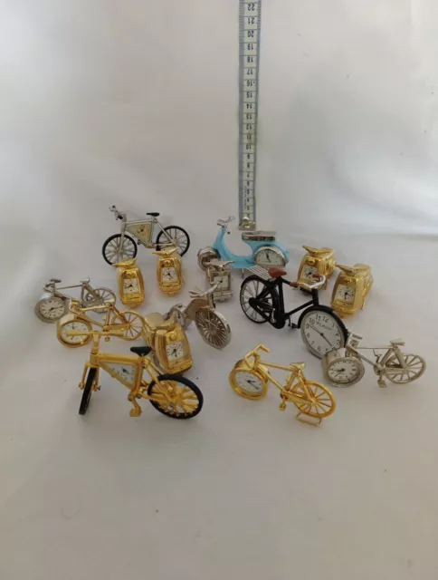 Joblot of 14 Novelty Miniature Clocks Mopeds Bicycles. Vintage. Collectable A74