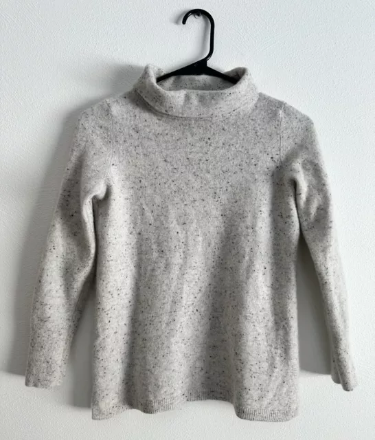 Talbots Pure Cashmere Beige Speckled Turtleneck Mockneck Sweater Size S Petite