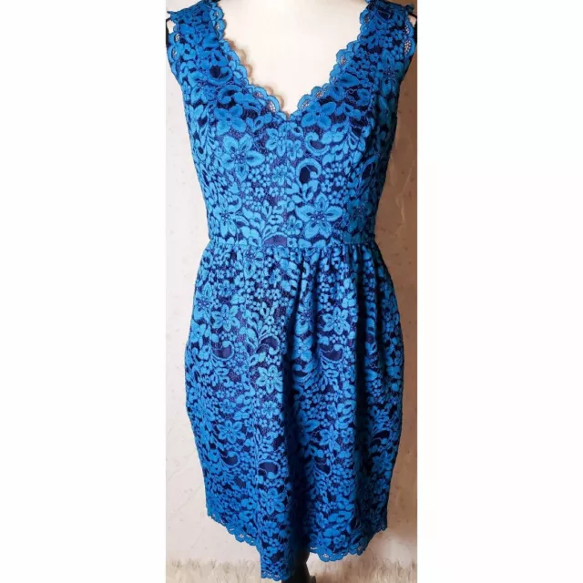 Shoshanna Dress Size 6 Blue Lace Sheath Floral Sleeveless Formal