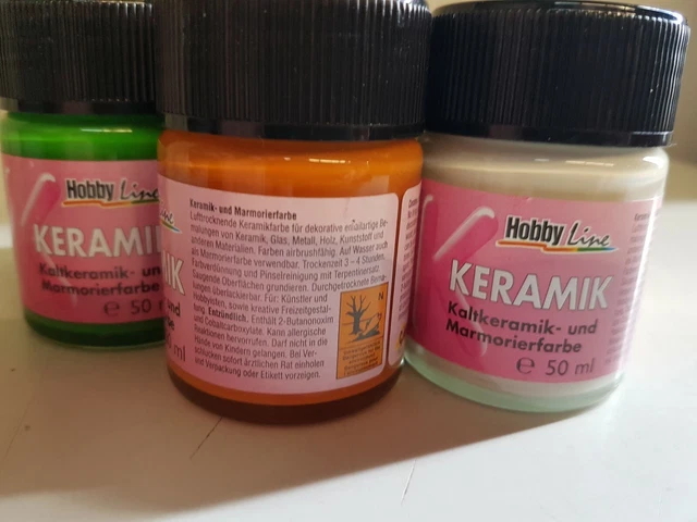 6x Hobby Line flüssige Kaltkeramik & Marmorierfarbe, Porzellanfarbe neu, Kreul