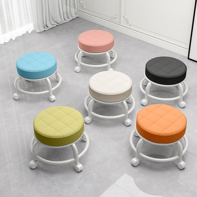 Taburete redondo para caminar para niños con ruedas taburete deslizante hogar asiento suave móvil