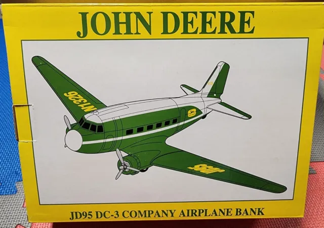 John Deere DC-3 Company Airplane Bank Die Cast Metal 1995 Spec Cast / Liberty