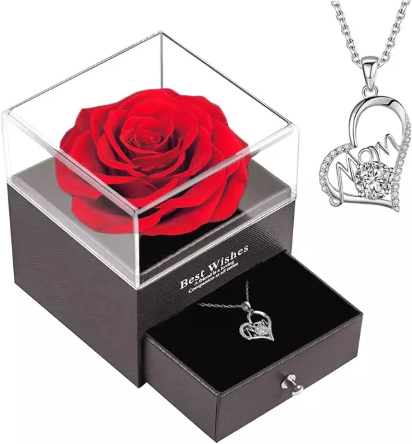 Regalo Mamma,Rosa Eterna Rose Stabilizzata Vera Confezione Regalo Mamma Donna,Id