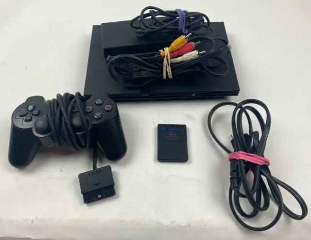 SONY PLAYSTATION 2 Slim PS2 Black Console Gaming System SCPH-75001b W  Controller $115.00 - PicClick