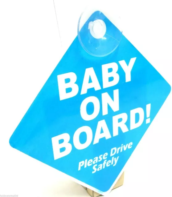 Blue Baby On Board Sign Suction Cup Vehicle Safety Bright Baby On Board Car Sign