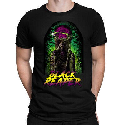 Morte nera Grim Reaper T-shirt uomo | DTG Stampato Biker Gotico in metallo