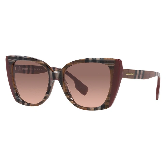 New Authentic BURBERRY BE4393 405413 Check Brown/Bordeaux/Pink Gradient Dark ...