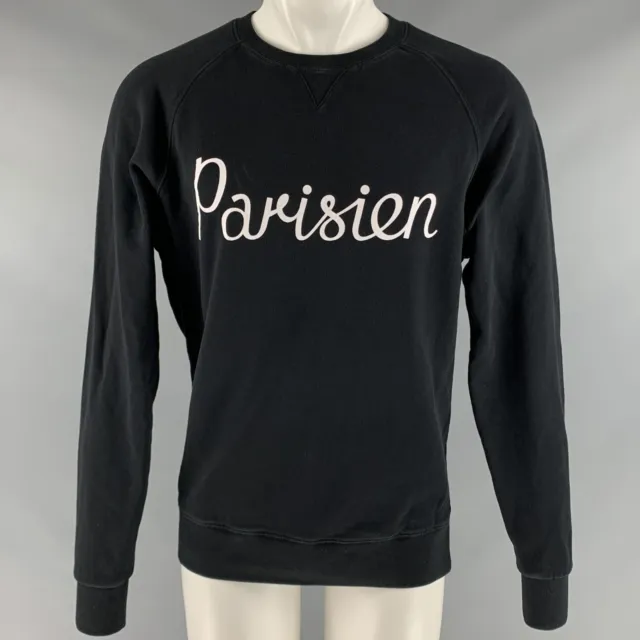 MAISON KITSUNE Taille M Noir Blanc Graphique Coton Col Rond Sweat