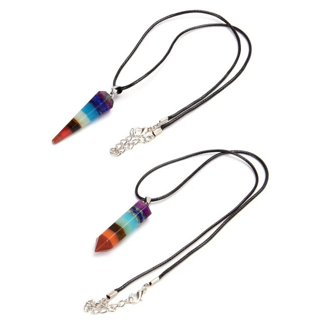 7 Chakra Natural Crystal Pendulum Quartz Stone Pendant Healing Gemstone Necklace 10