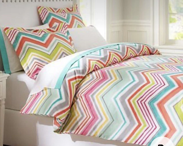 Funda edredón de cama POTTERY BARN Teen Chevron doble multicolor para universidad