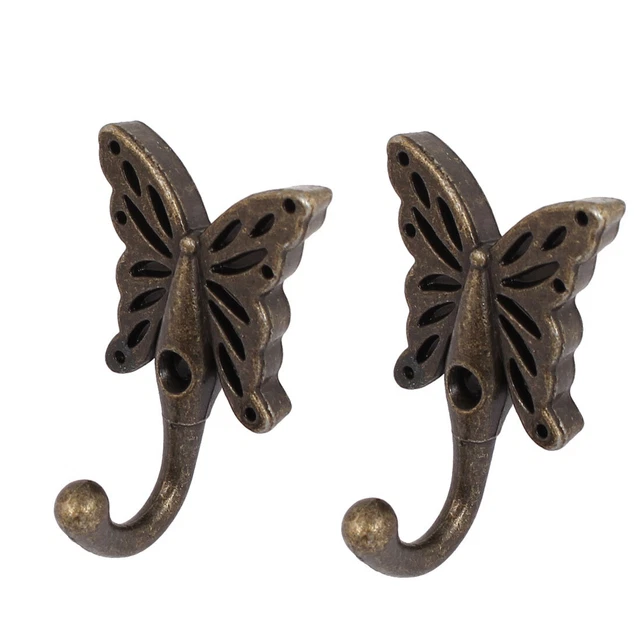 Robe Clothes Hat Butterfly Key Coat Hooks Wall Hanger 2pcs