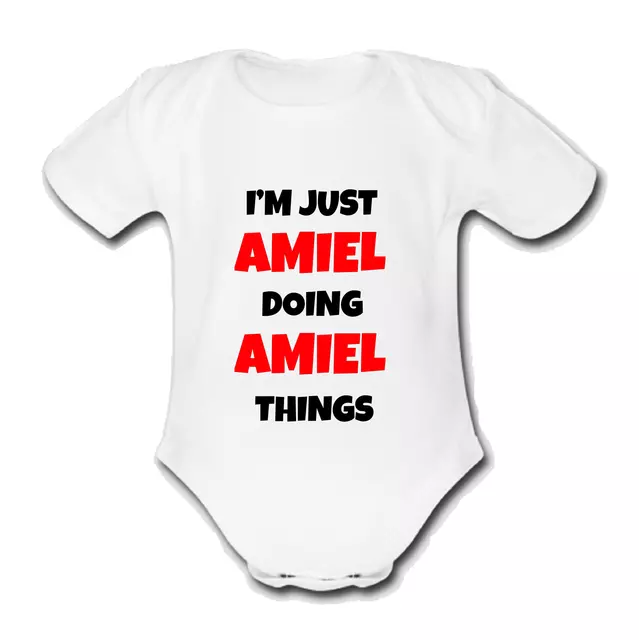 AMIEL Babygrow Baby vest grow bodysuit I'M JUST DOING THINGS NAME