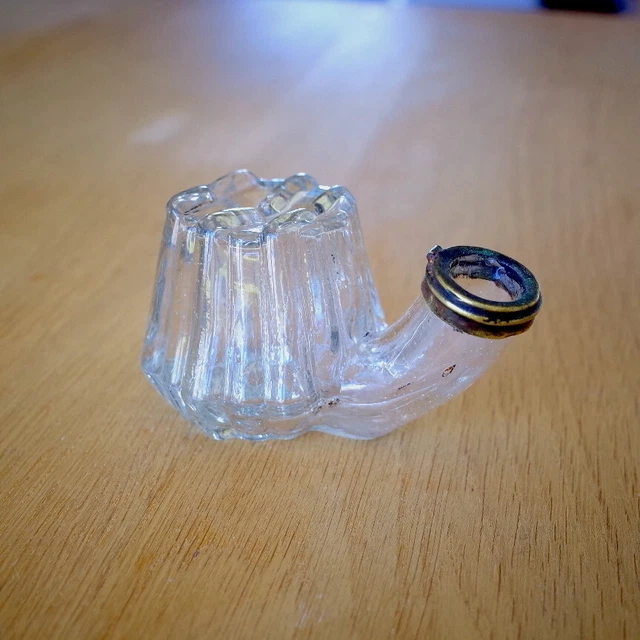 Vintage Clear TEA KETTLE Glass Ink Inkwell Bottle