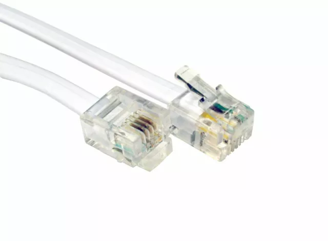 GC949 - 20 Metres WHITE RJ11-RJ11 ADSL MODEM CABLE LEAD 6P4C